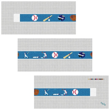 Baseball Needlepoint Belt Kit Stitched Preview