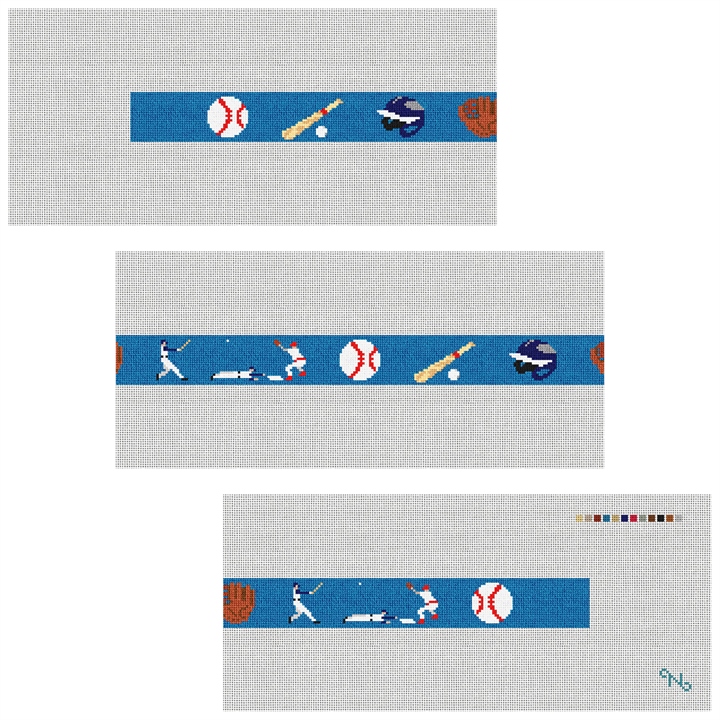 Baseball Needlepoint Belt Kit Stitched Preview