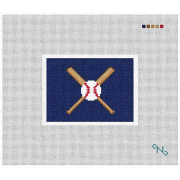 Baseball Needlepoint Card Wallet Kit Stitched Preview
