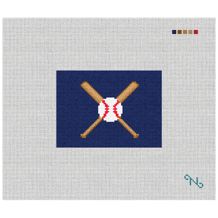 Baseball Needlepoint Card Wallet Kit Stitched Preview