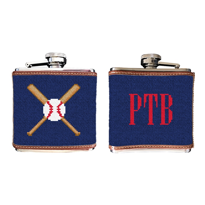 Baseball Needlepoint Flask 