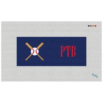 Baseball Needlepoint Flask Kit Stitched Preview
