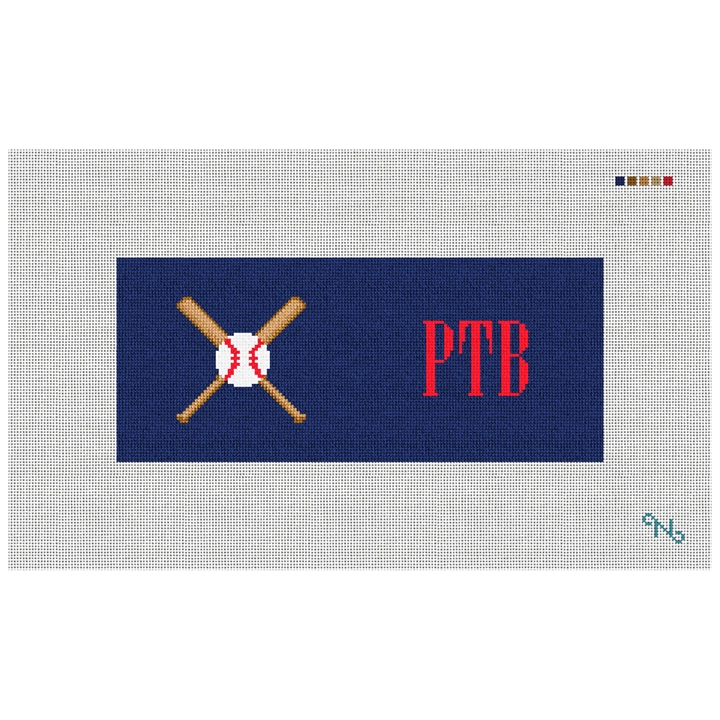 Baseball Needlepoint Flask Kit Stitched Preview