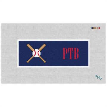 Baseball Needlepoint Wallet Kit Stitched Preview