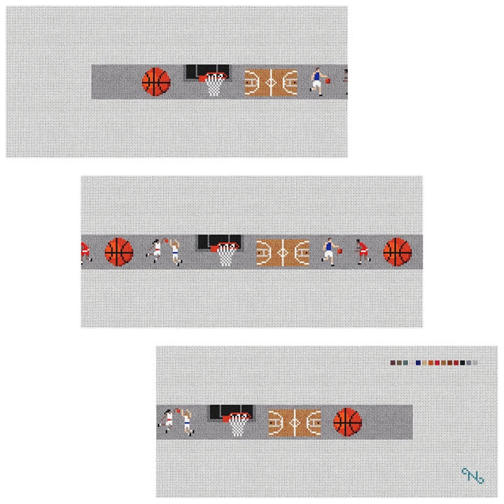 Basketball Needlepoint Belt Kit Stitched Preview