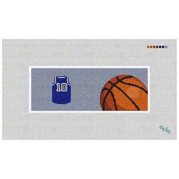 Basketball Needlepoint Wallet Kit Stitched Preview