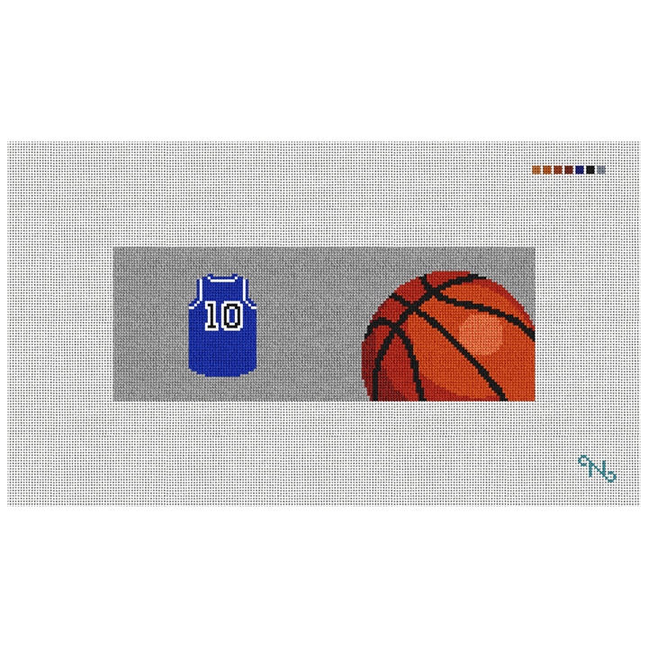 Basketball Needlepoint Wallet Kit Stitched Preview