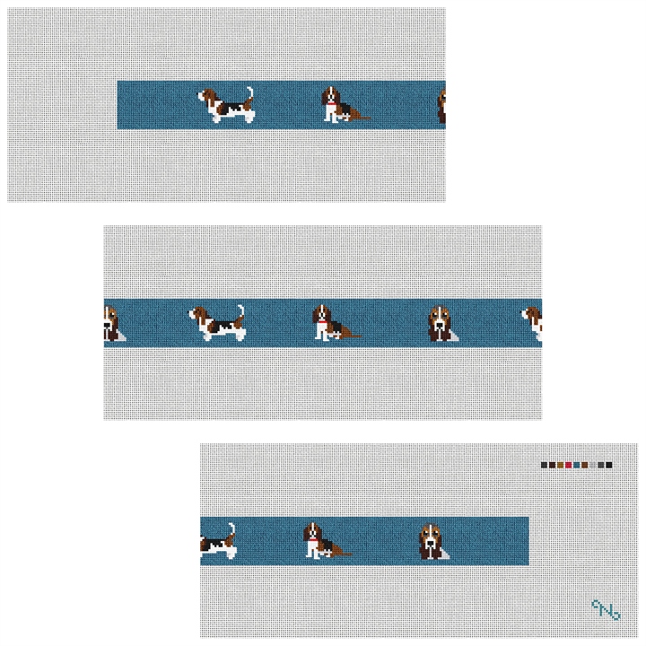 Basset Hound Needlepoint Belt Kit Stitched Preview