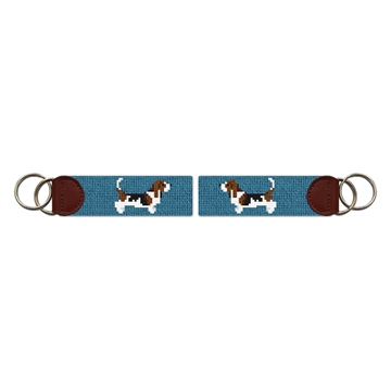 Basset Hound Needlepoint Key Fob