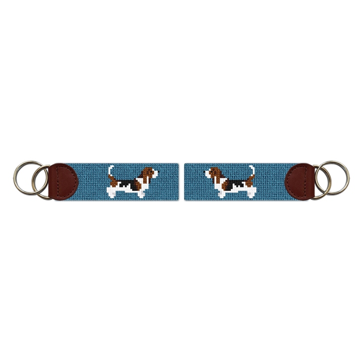 Basset Hound Needlepoint Key Fob