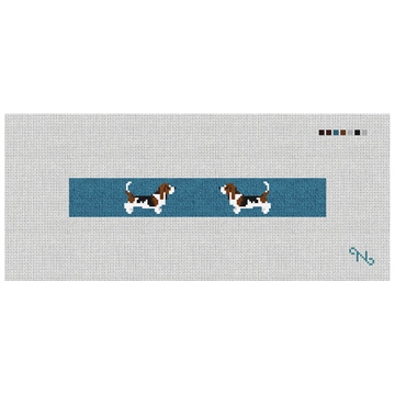 Basset Hound Needlepoint Key Fob Kit Stitched Preview