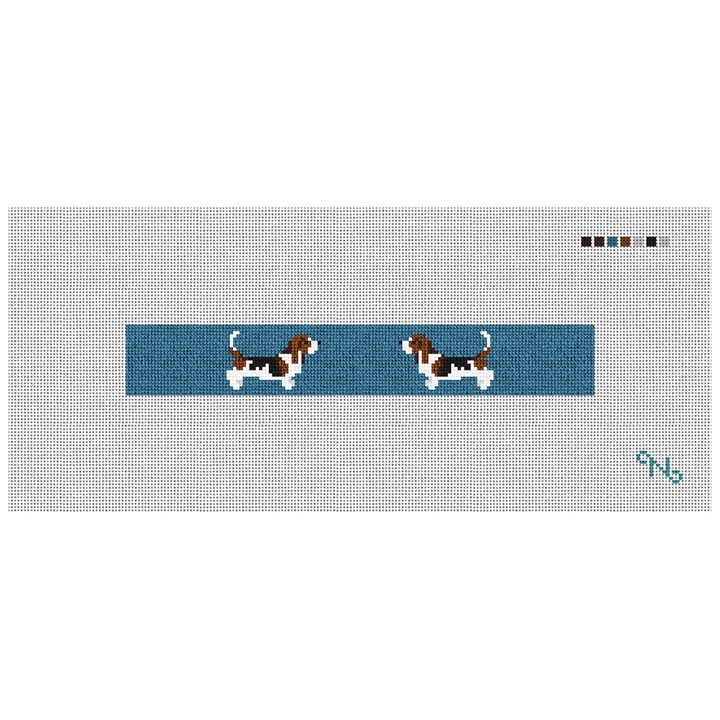 Basset Hound Needlepoint Key Fob Kit Stitched Preview