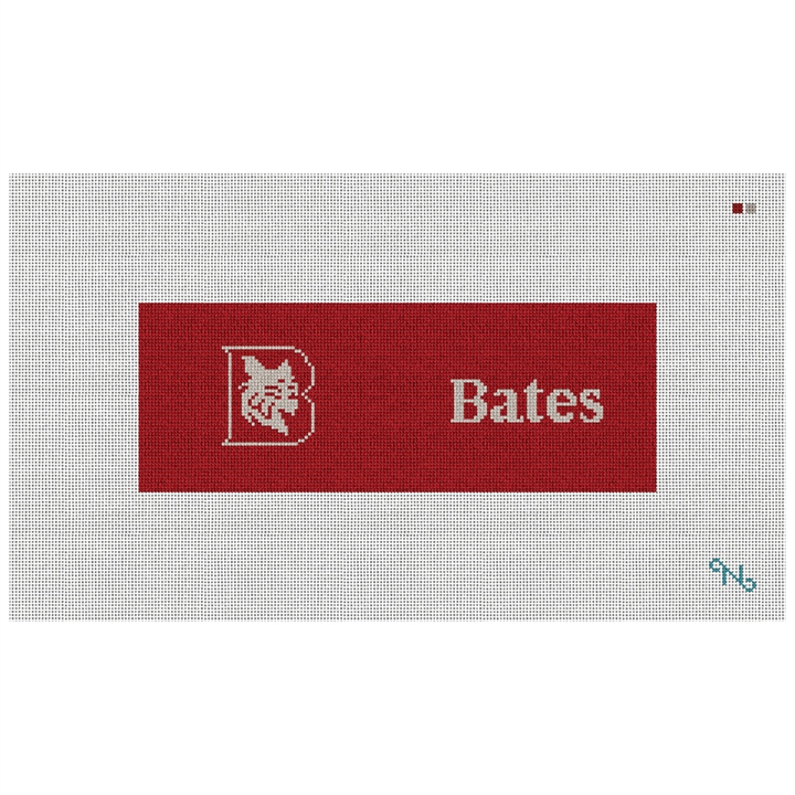 Bates College Needlepoint Wallet Kit Stitched Preview