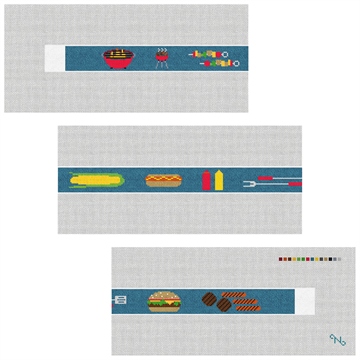 BBQ Needlepoint Belt Kit Stitched Preview