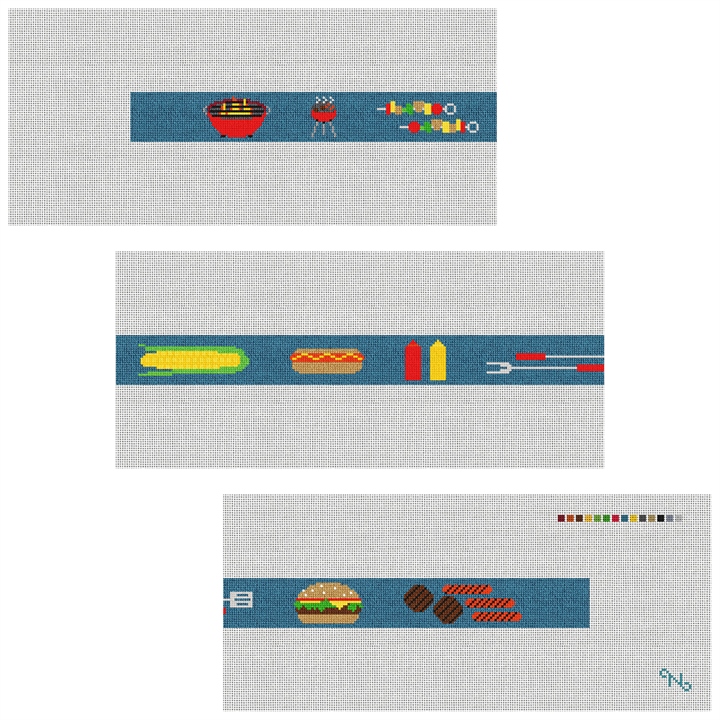 BBQ Needlepoint Belt Kit Stitched Preview