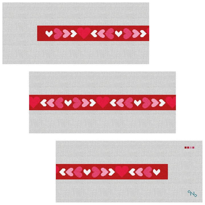 Be My Valentine Needlepoint Belt Kit Stitched Preview