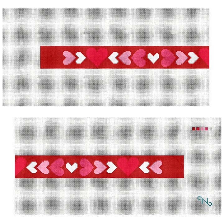 Be My Valentine Needlepoint Dog Collar Kit Stitched Preview
