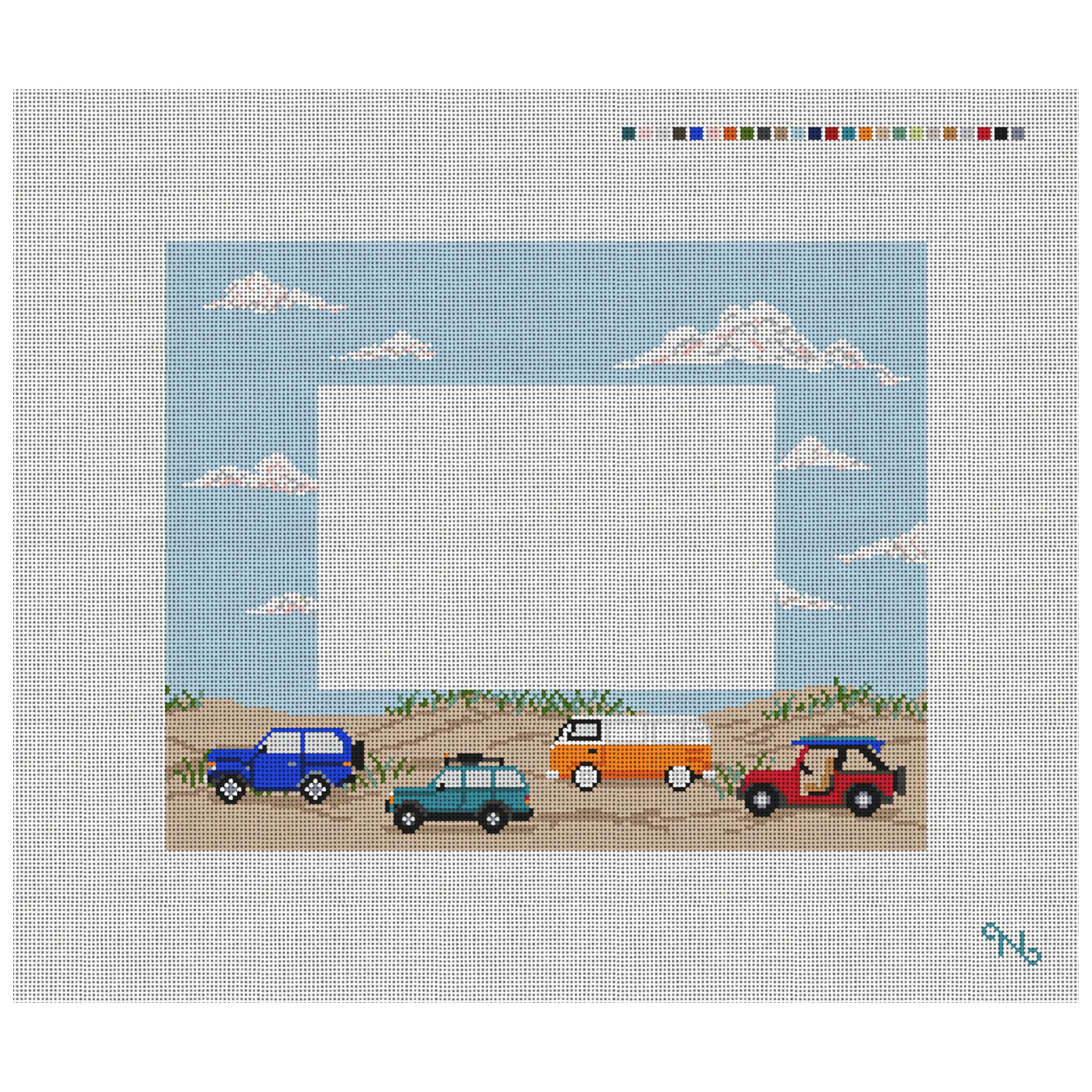 Beach Jeeps Picture Frame Needlepoint Kit