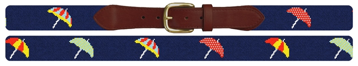 Beach Umbrellas Navy Needlepoint Belt