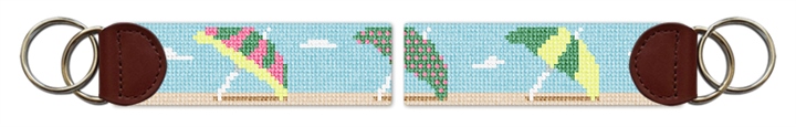 Beach Umbrellas Needlepoint Key Fob