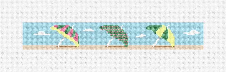 Beach Umbrellas Needlepoint Key Fob Kit