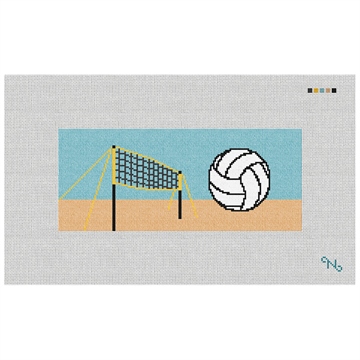 Beach Volleyball Needlepoint Flask Kit Stitched Preview