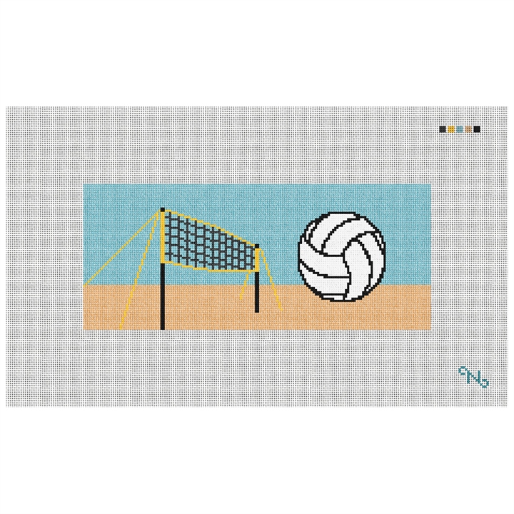 Beach Volleyball Needlepoint Flask Kit Stitched Preview