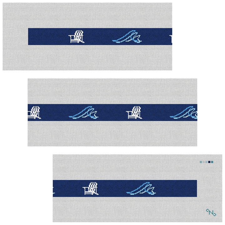 Beach Waves Needlepoint Belt Kit Stitched Preview