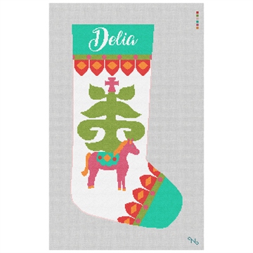 Belle Noel Kiev Needlepoint Stocking Kit Stitched Preview