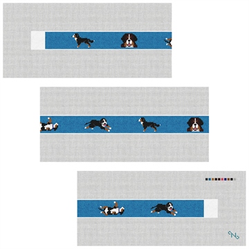 Bernese Mountain Dog Needlepoint Belt Kit Stitched Preview