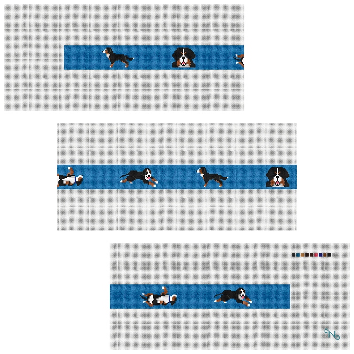 Bernese Mountain Dog Needlepoint Belt Kit Stitched Preview