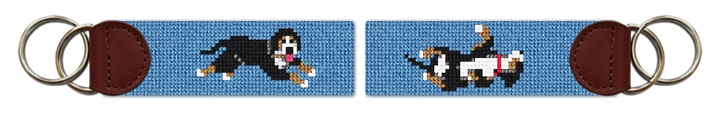 Bernese Mountain Dog Needlepoint Key Fob