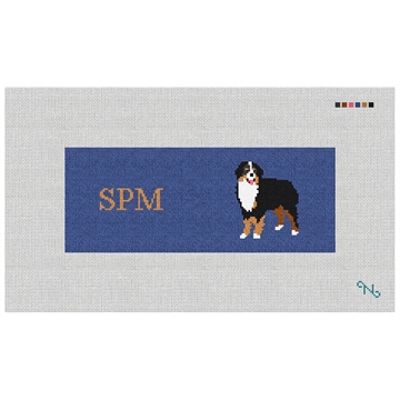 Bernese Mountain Dog Needlepoint Wallet Kit Stitched Preview