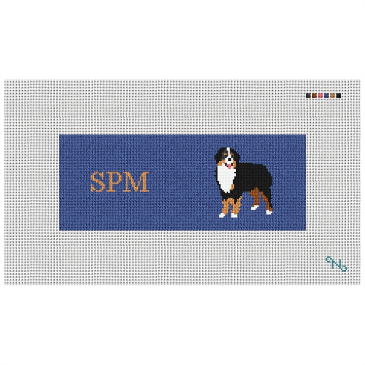 Bernese Mountain Dog Needlepoint Wallet Kit Stitched Preview