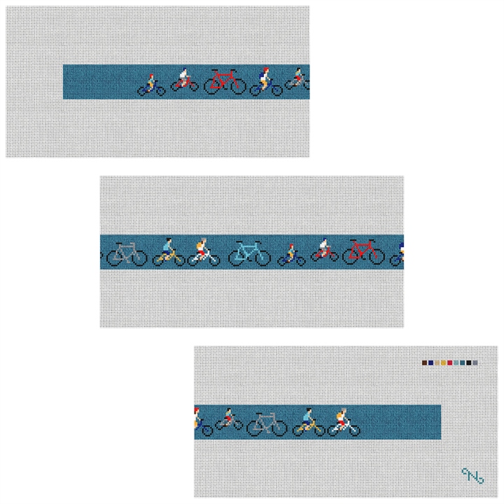 Bicycle Needlepoint Belt Kit Stitched Preview