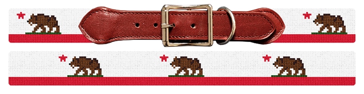 Big California Flag Needlepoint Dog Collar