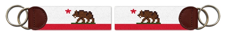 Big California Flag Needlepoint Key Fob