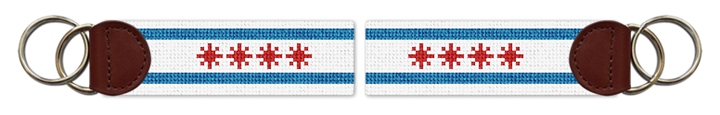 Big Chicago Flag Needlepoint Key Fob