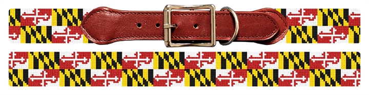 Big Maryland Flag Needlepoint Dog Collar