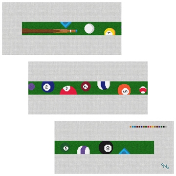 Billiards Needlepoint Belt Kit Stitched Preview