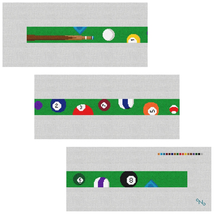 Billiards Needlepoint Belt Kit Stitched Preview