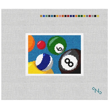 Billiards Needlepoint Card Wallet Kit Stitched Preview
