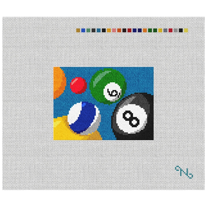 Billiards Needlepoint Card Wallet Kit Stitched Preview