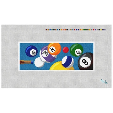 Billiards Needlepoint Wallet Kit Stitched Preview