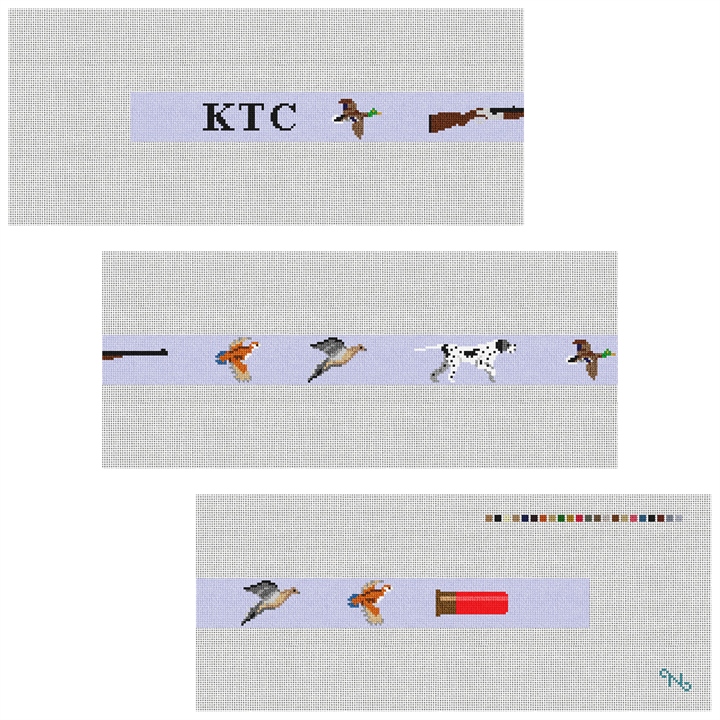 Bird Hunting Needlepoint Belt Kit Stitched Preview