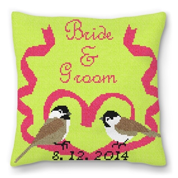 Birds in Love Custom Wedding Bearer Pillow