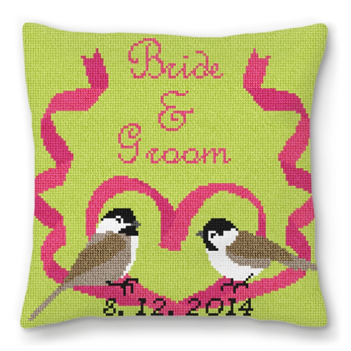 Birds in Love Custom Wedding Bearer Pillow