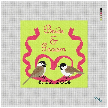 Birds in Love Custom Wedding Pillow Kit Stitched Preview