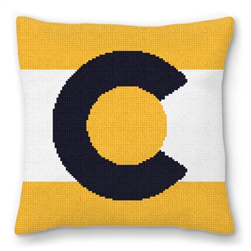 Black and Gold Colorado Needlepoint Pillow