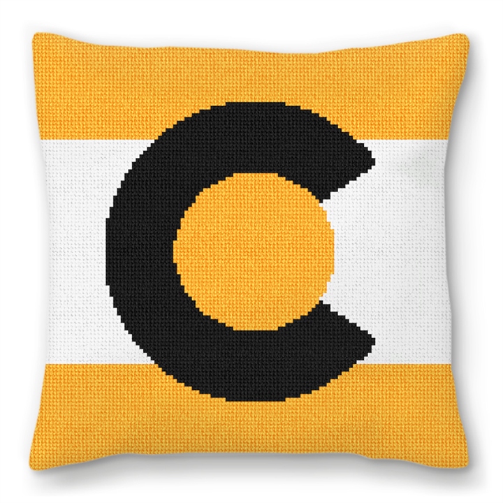 Black and Gold Colorado Needlepoint Pillow